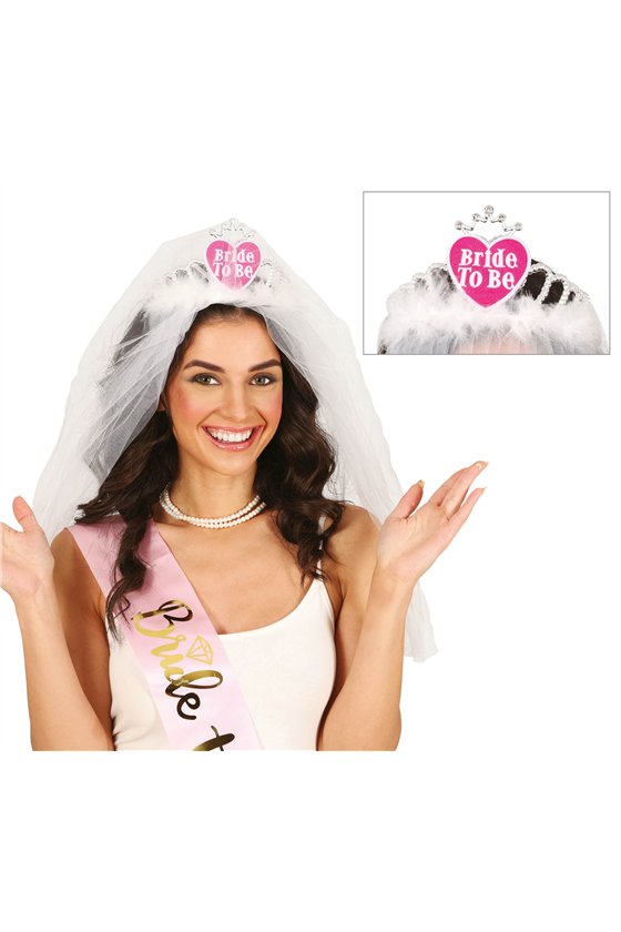 BRIDAL VEIL WITH HEART TIARA, ADULT