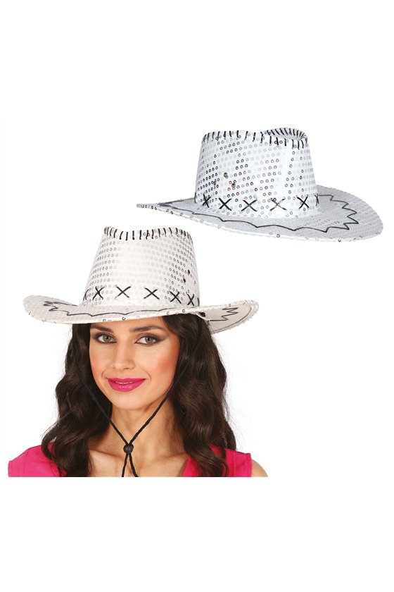 SILVER SEQUINS COWBOY HAT, ADULTS