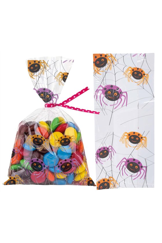 PACK 20 CANDY BAGS 28X13 CM SPIDERS