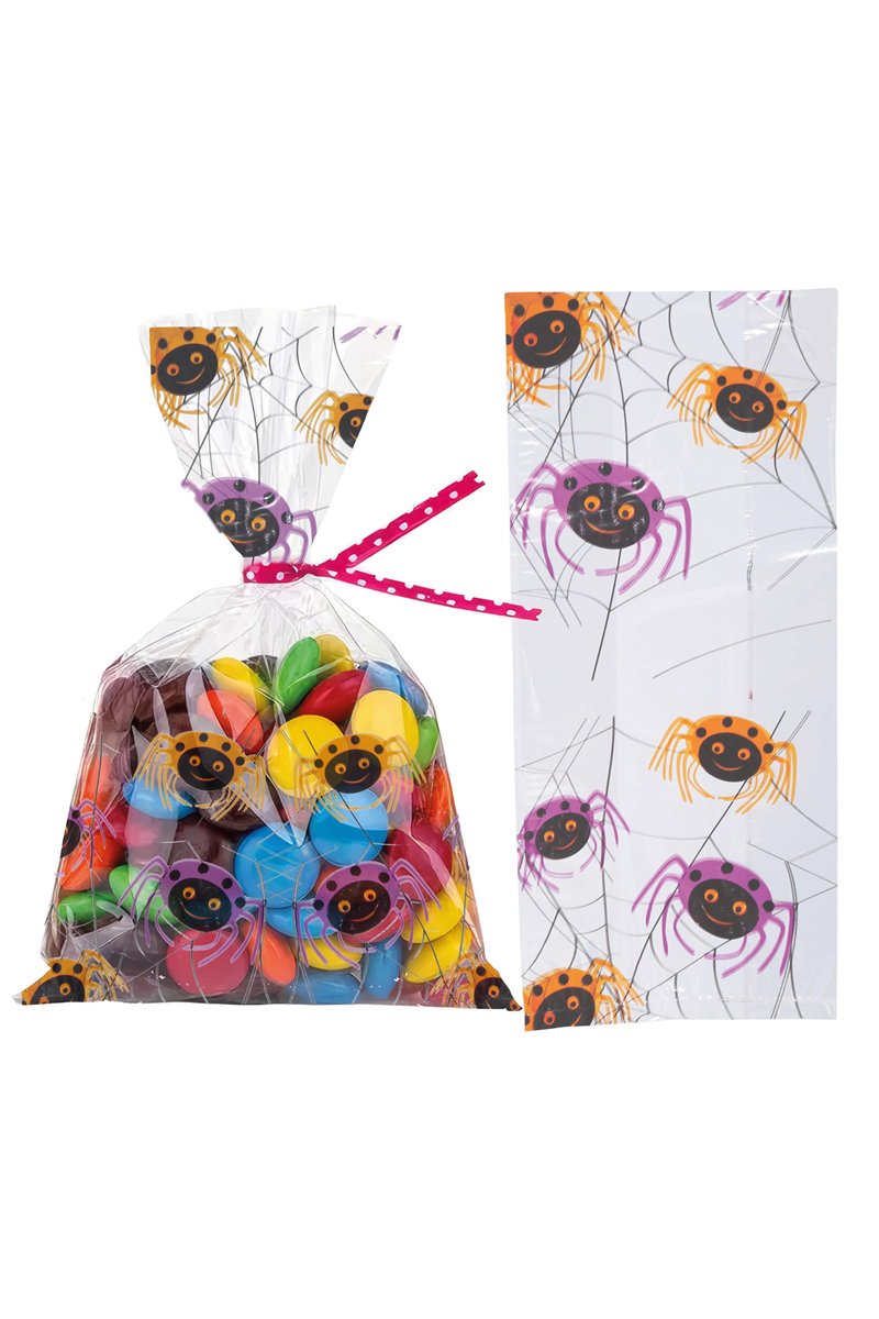 PACK 20 CANDY BAGS 28X13 CM SPIDERS