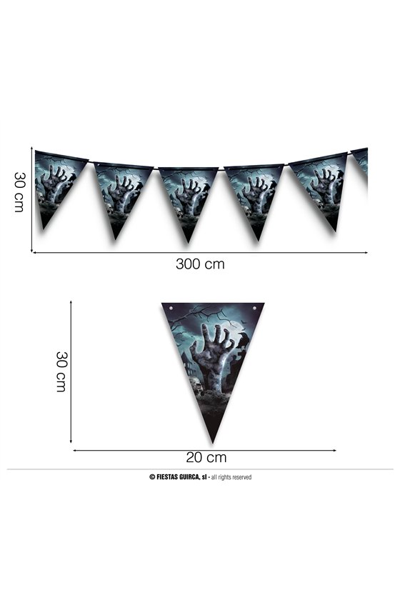 CEMETERY PENNANT BUNTING 300 CM 20X30 CM. PAPER