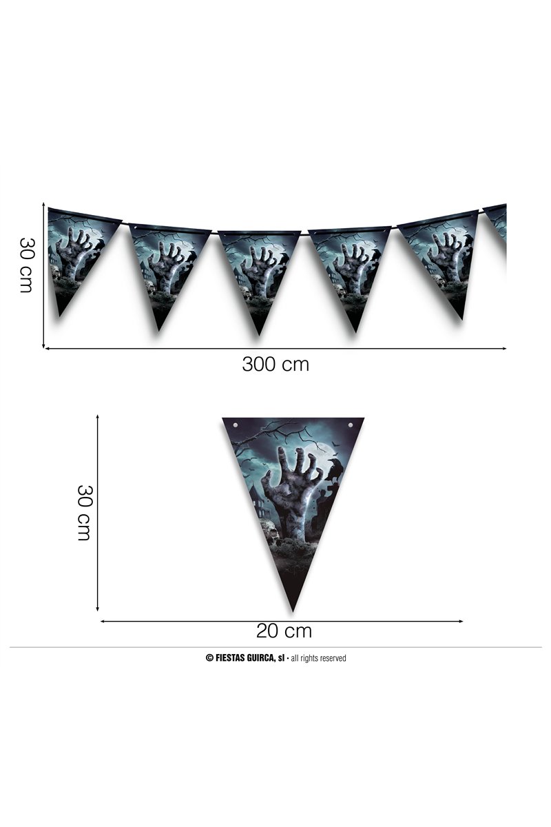 CEMETERY PENNANT BUNTING 300 CM 20X30 CM. PAPER