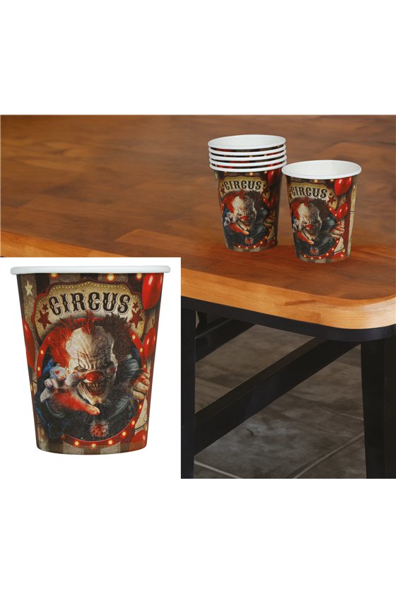 BAG OF 6 CLOWN CUPS 240 CL. 9 CM
