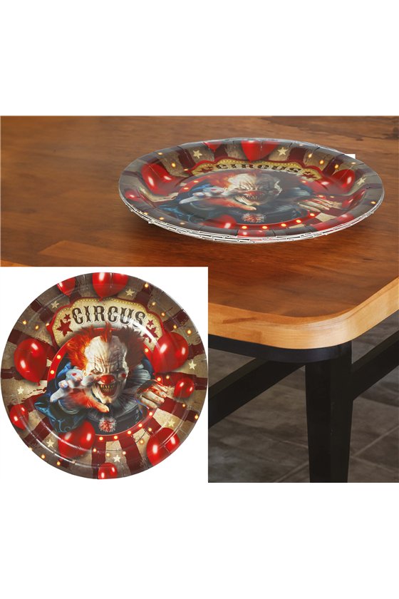 BOX 6 CLOWN PLATES 23 CM