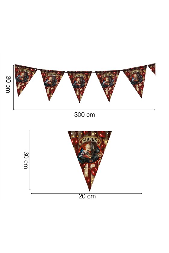 CLOWN PENNANT BUNTING 300 CM 20X30 CM. PAPER