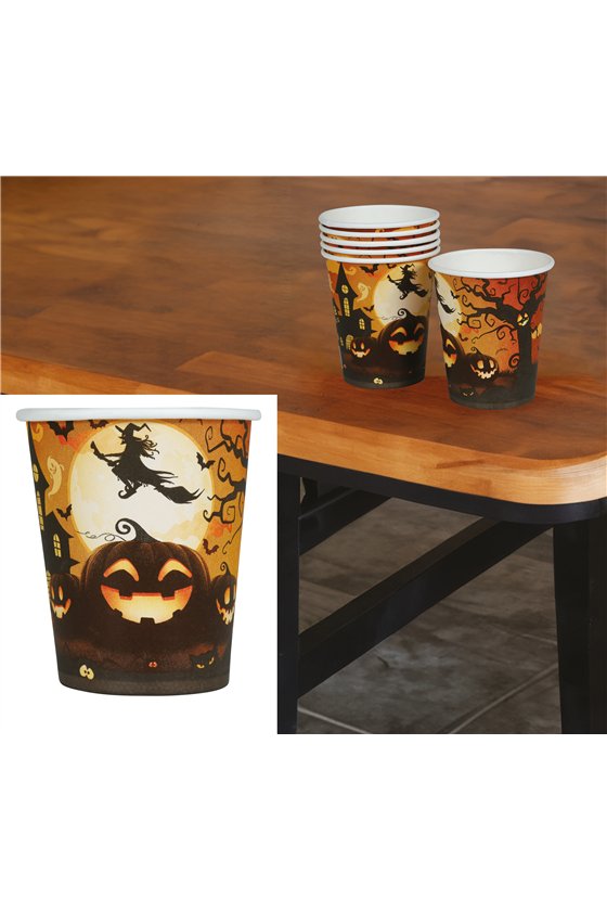 BOX 6 PUMPKIN GLASSES 240 ML 9 CMS