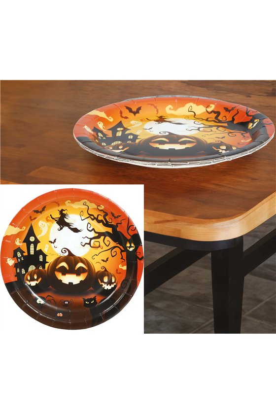 BOX 6 PUMPKIN PLATES 23 CM