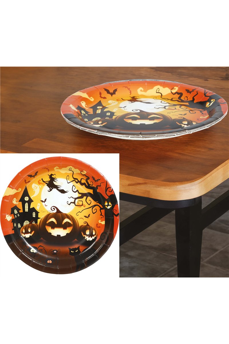 BOX 6 PUMPKIN PLATES 23 CM