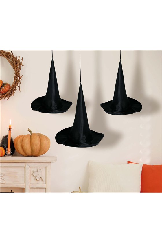 SET OF 3 WITCH HATS TO HANG 18 CM