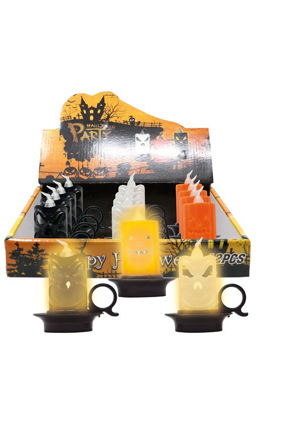 BOX OF 12  CANDLES WITH LIGHT, 7X8 CM