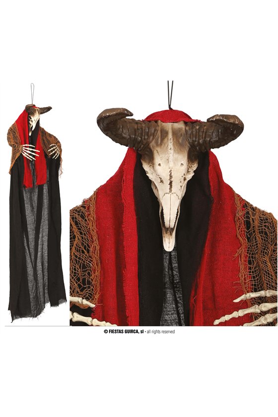 HANGING RAM SKULL 150 CM WITH LIGHT