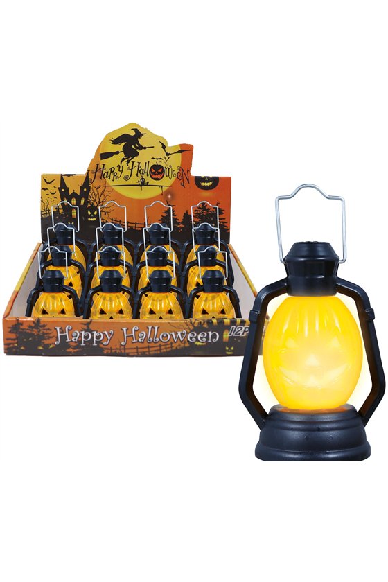 BOX OF 12 PUMPKIN LANTERN WITH LIGHT, 10 CMS.