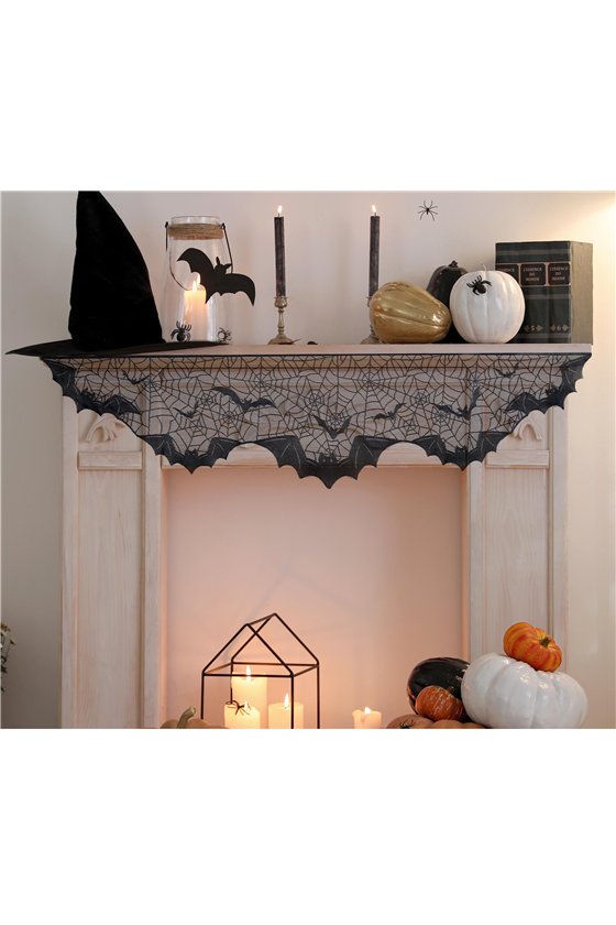 BLACK LACE DECOR. FIREPLACE, BATS 200X50 CM