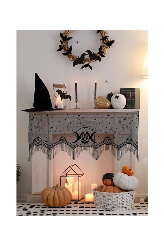 DECOR.BLACK LACE FIREPLACE, OCCULT 155X60 CM