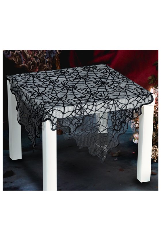 DECOR.BLACK LACE TABLE, WEB 100X75 CM