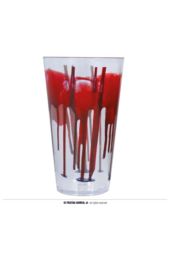 TRANSPARENT GLASS WITH BLOOD, 15 CMS.
