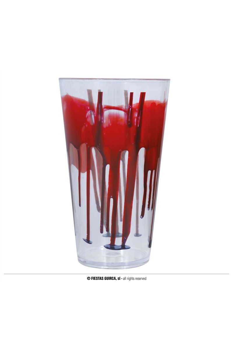 TRANSPARENT GLASS WITH BLOOD, 15 CMS.