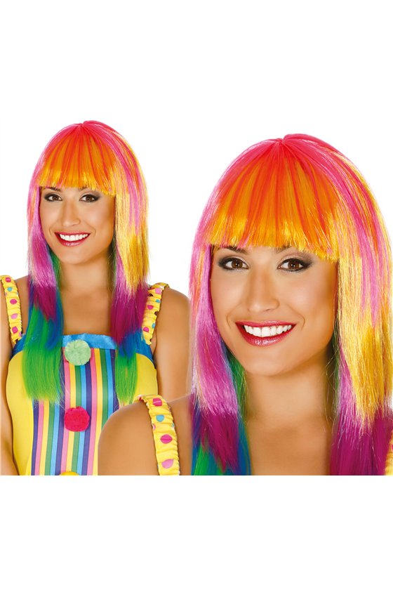 MULTICOLOUR LONG-HAIRED WIG (BOX CONTAIN