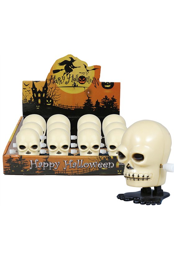 BOX 12 WIND-UP WALKING SKULL, 5 CM