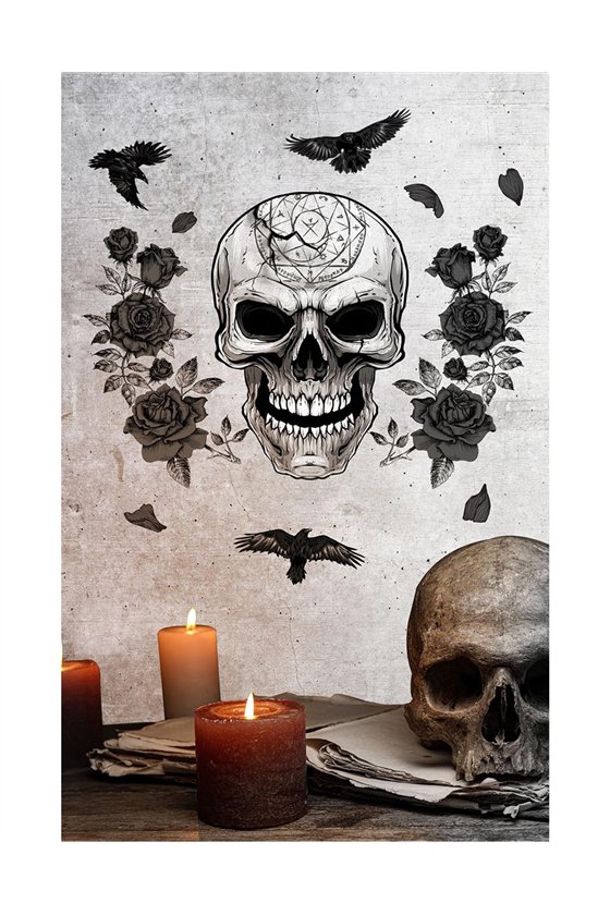 WALL ADHESIVE DECORATION 25X70 CMS. SKULL
