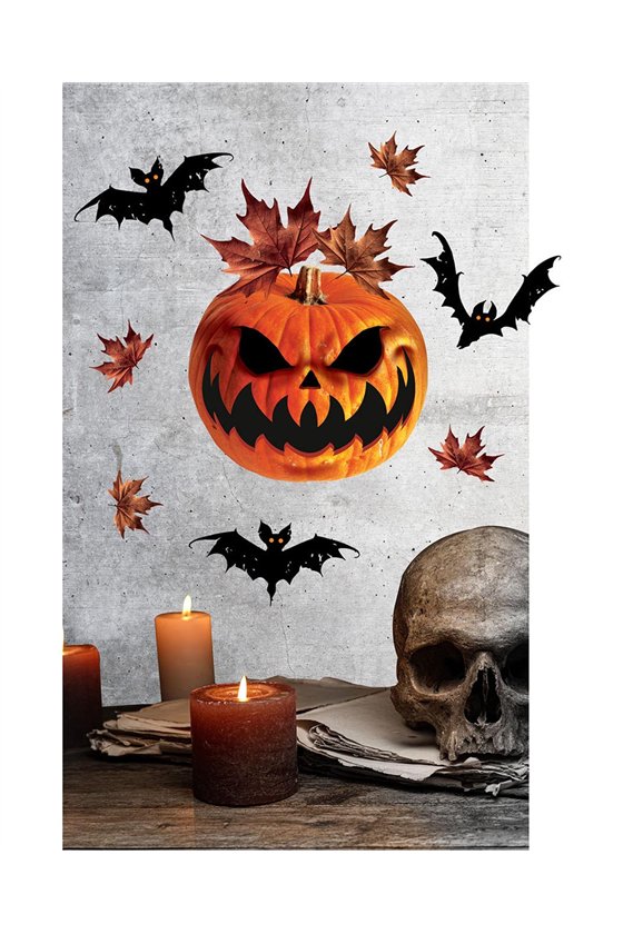 WALL ADHESIVE DECORATION 25X70 CMS. PUMPKIN