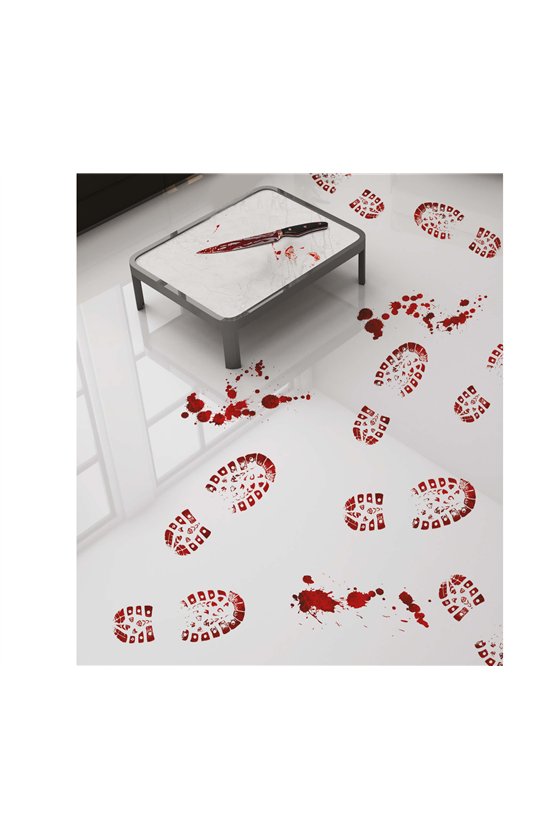ADHESIVE BLOODY SHOEPRINTS, 2 LABELS, 25X70 CM