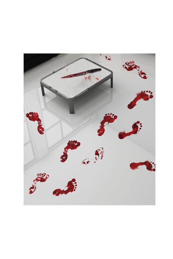 ADHESIVE BLOODY FOOTPRINTS, 2 LABELS, 25X70 CM