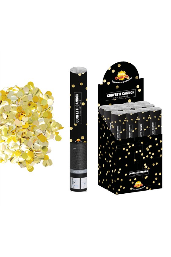 GOLD METALLIC CONFETTI CANNON, 40 CM
