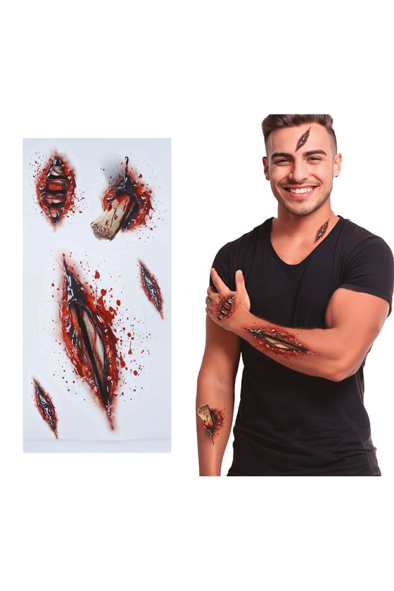 OPEN WOUND ADHESIVE TATTOOS, 30X14 CMS