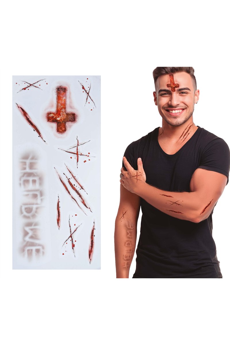TATTOO STICKERS WOUNDS POSSESSED, 30X14 CMS