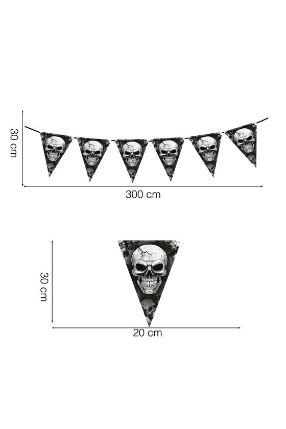 SKULL PENNANT BUNTING 300 CM 20X30 CM. PAPER