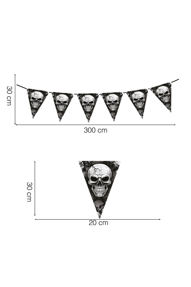 SKULL PENNANT BUNTING 300 CM 20X30 CM. PAPER