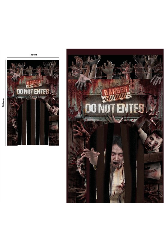 DECOR. DOOR WITH CURTAIN, 145X240 CMS.ZOMBIES