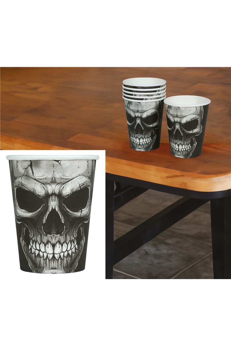 BAG OF 6 SKULL CUPS 240 CL. 9 CM