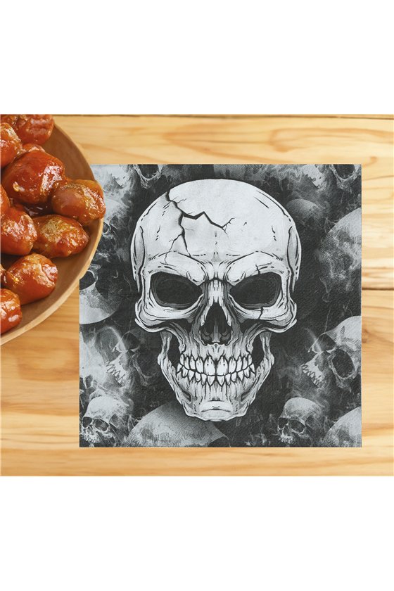 BAG 20 SKULL NAPKINS 16X16 CMS