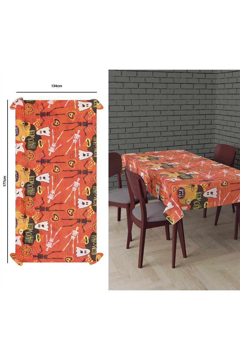 ORANGE TABLECLOTH, HALL. 177X134 CMS.FABRIC H.Q.