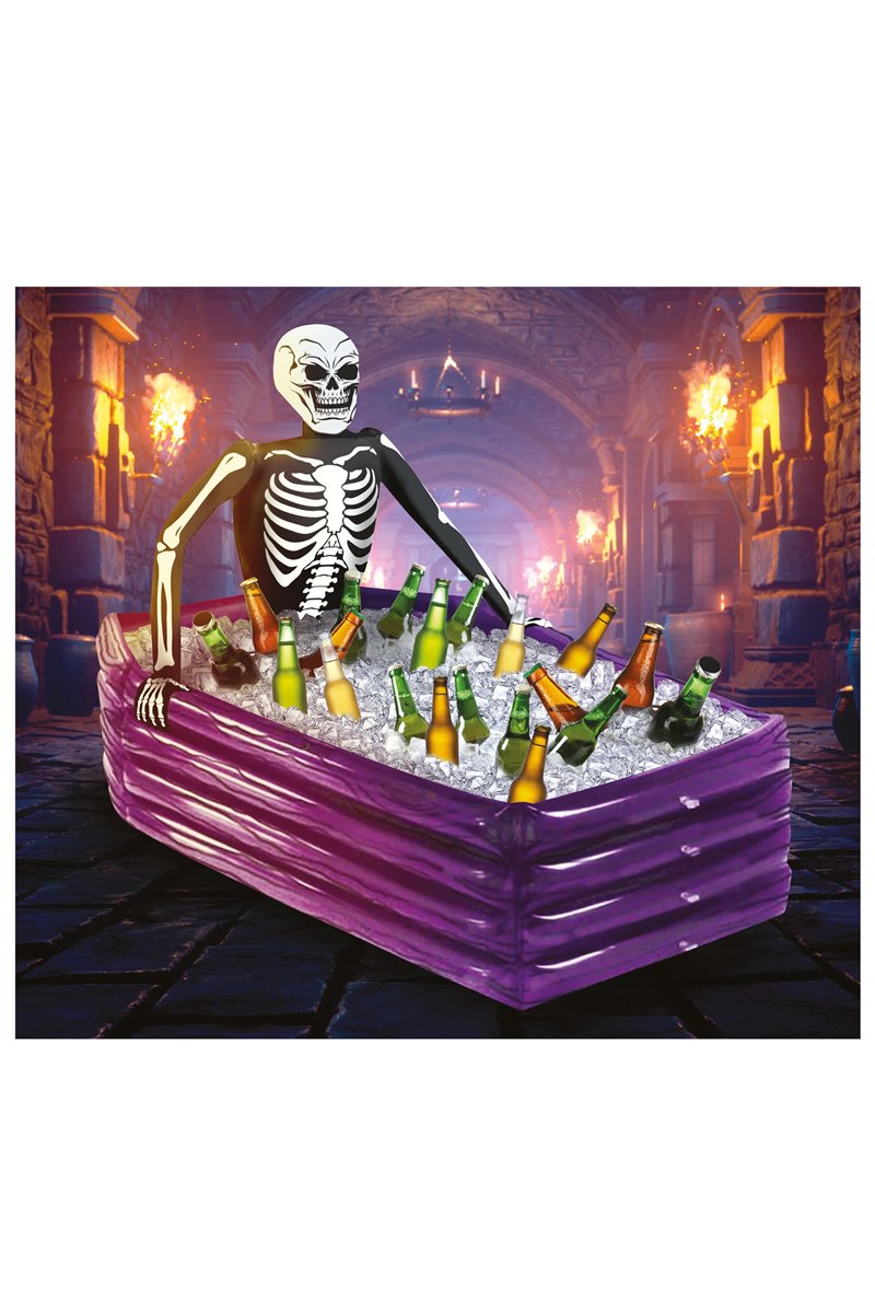 INFLATABLE FRIDGE SKELETON COFFIN, 100X35 CMS.