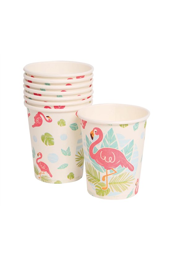 6 FLAMINGO PAPER CUPS BAG 9 CMS