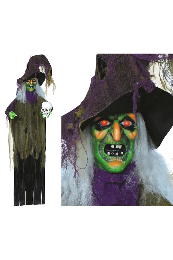 HANGING WITCH WITH SKULL LIGHT SOUND AND MOV. 180 
