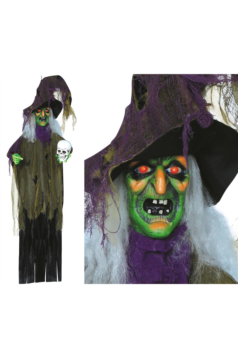 HANGING WITCH WITH SKULL LIGHT SOUND AND MOV. 180 