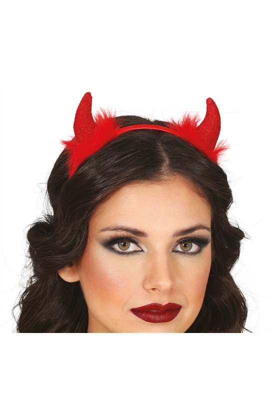 RED DEMON HEADBAND WITH FEATHER