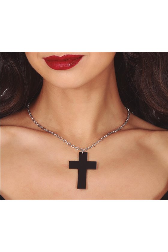 BLACK CROSS NECKLACE 6 CMS