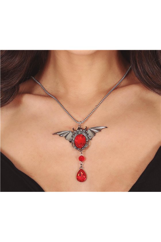 BAT NECKLACE WITH RUBY 8 CMS