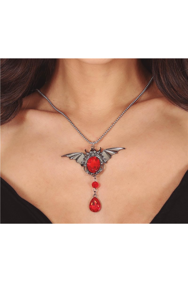 BAT NECKLACE WITH RUBY 8 CMS