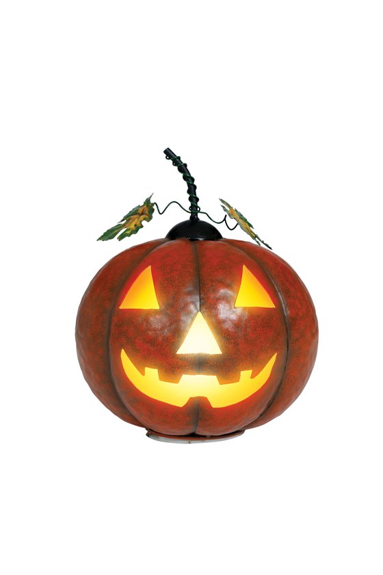 METALLIC PUMPKIN WITH LIGHT, ORANGE, 16 CMS