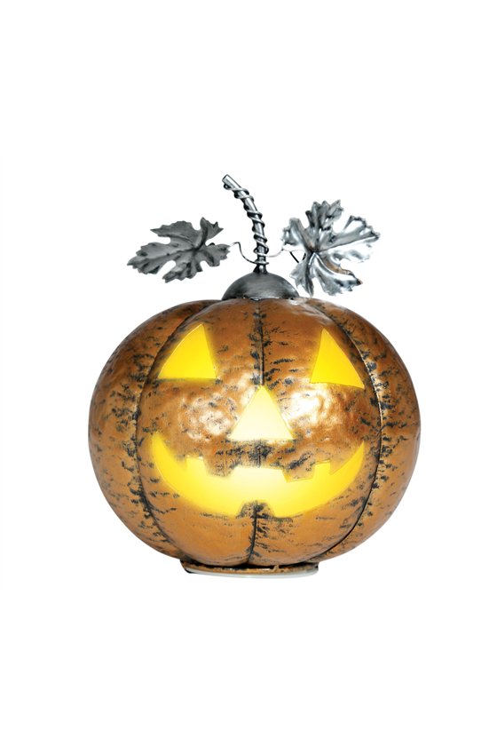 METALLIC PUMPKIN WITH LIGHT, GOLD, 16 CMS