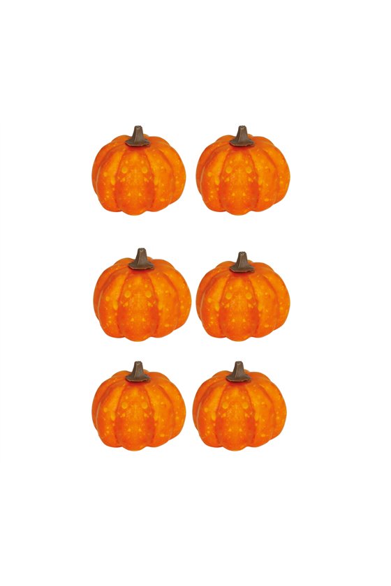 SET OF 6 LACQUERED ORANGE PUMPKINS 3.5 CM