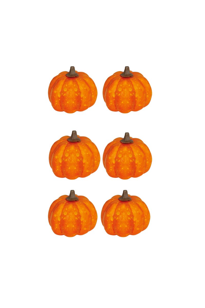 SET OF 6 LACQUERED ORANGE PUMPKINS 3.5 CM