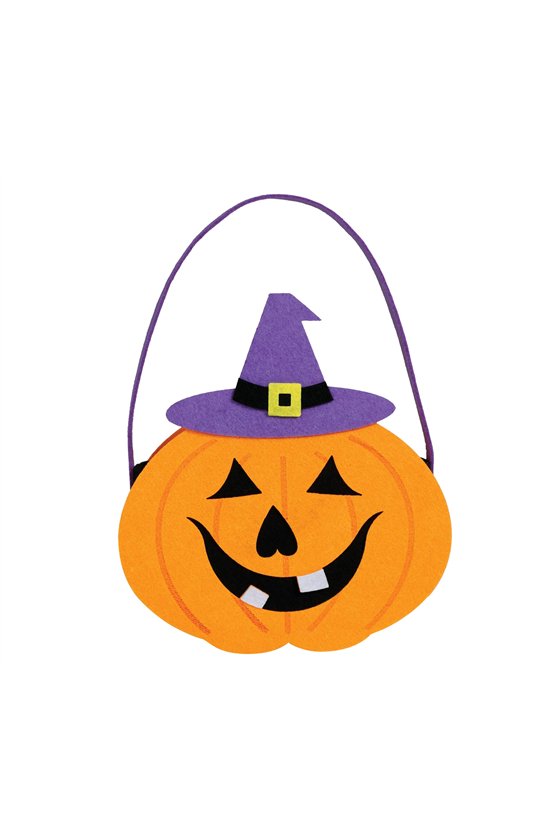 PUMPKIN FELT BASKET 16X18 CMS