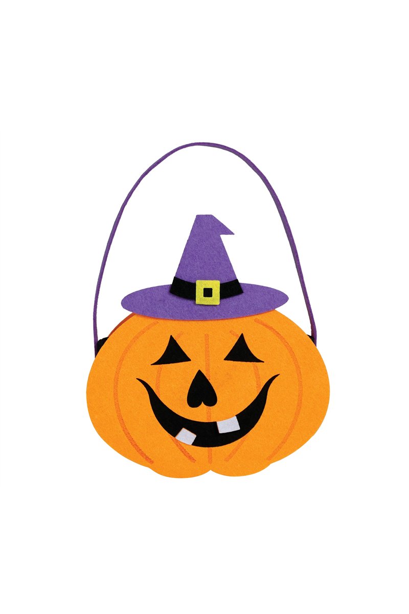 PUMPKIN FELT BASKET 16X18 CMS